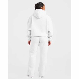 Wholesale Cotton Blend Fleece Pullover Hoodie and Straight Leg Joggers Two Piece <b>Set</b> With Custom Applique Embroidery - Product Image 2
