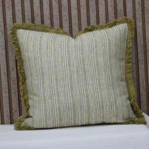 Natural Sage Green 100% Linen <b>Cushion</b> <b>Cover</b> Stripe Throw Pillow <b>Cover</b> with Fringed Edge Premium Decorative <b>Cushion</b> <b>Cover</b> Export - Product Image 1