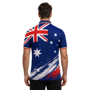 Camiseta Polo Personalizada con Estampado de la Bandera de Australia para Hombre, Manga Corta, Secado Rápido, Diseño Deportivo Informal, Tejido de Punto Azul, Rojo y Blanco - Product Image 3