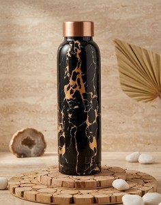 Luxury Enamelled <b>Copper</b> Water <b>Bottle</b> Black Marble Finish Handmade <b>Copper</b> <b>Drinking</b> <b>Bottle</b> Premium Ayurvedic Water Storage <b>Bottle</b> - Product Image 1