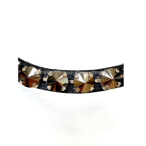 Meilleur bracelet à sourcils en cuir rembourré marron avec cristal blanc Sports de plein air et produits d'équitation Produit équestre en gros - Product Image 3