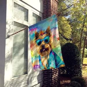 Grand drapeau multicolore Cairn Terrier Hippie maison de chien porche manche poteau décoratif cour bannière oeuvre tenture murale faite - Product Image 2