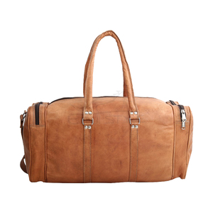 Vintage Tanned Leather Duffel Bags Retro Style Handcrafted Travel Weekender for Men OEM Distressed Leather Luggage Overnight Bag - Product Image 2