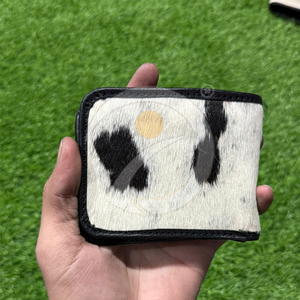 Top Selling Handmade Genuine Fur <b>Wallet</b> Mens <b>Compact</b> Leather Organizer With Natural Cowhide Pattern - Product Image 1