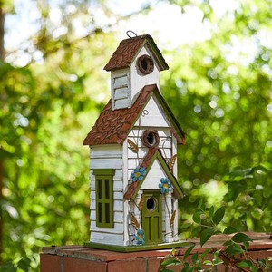 Casa para Pájaros Hecha a Mano de Madera de Pino con Techo de Mariposa |   Decoración de Jardín al por Mayor - Product Image 4