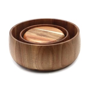 ชามไม้ธรรมชาติสุดฮิตสำหรับเสิร์ฟสลัด ของว่าง และผลไม้ ราคาโรงงาน - Product Image 3