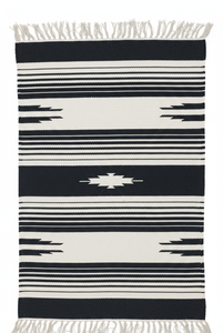 Tapis de couloir / tapis en peluche de coton tissé à la main avec motif floral moderne, lavable en machine, réversible, noir, pour la maison, les pique-niques et les voyages - Product Image 2