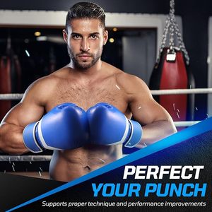 Blue PU Leather Boxing Gloves With <b>Velcro</b> Closure For Adults Training And Sparring MMA punching Customised High quality Glove - Product Image 2