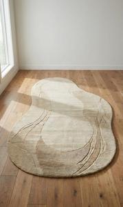 Luxury Modern <b>Abstract</b> Regular Hand Tufted Wool Anti-Slip Area Rug Soft Beige Carpet for Living Room Bedroom Home Decor - Product Image 3