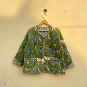 Couette indienne faite à la main 100% coton écologique matelassée anti-plis respirante séchage rapide imprimé numérique poche avant automne/hiver - Product Image 1