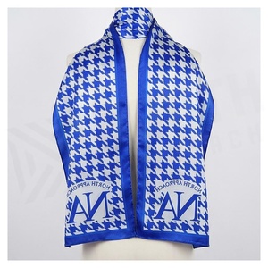 NORTH APPROACH Écharpe en soie à carreaux bleus et blancs, longue, élégante, multifonctionnelle, accessoire de mode, toutes saisons, unisexe - Product Image 3