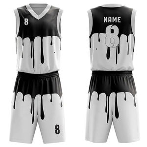 Conjunto de Uniforme de Baloncesto Elite, Amarillo, Rosa y Negro, Sublimado, Cuello en V, Productos de Moda, Sin Mangas, Absorbe la Humedad, Unisex, para Adultos - Product Image 5
