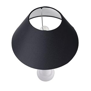 White <b>Wood</b> Traditional Tabletop <b>Lamp</b> with Black Linen Shade and Hand Carved Floral Base Decorative <b>Bedside</b> <b>Lamp</b> for Living Room - Product Image 4