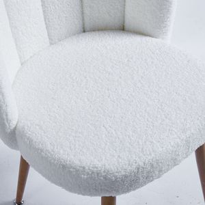 Set di 2 Sedie da Pranzo Moderne Bianche con Schienale Confortevole e Cuscini in Tessuto a Pelo Corto, Gambe in Tubo di Ferro Color Legno - Product Image 6