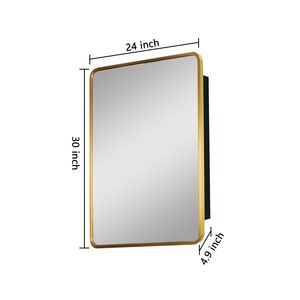 Armadietto da Bagno con Specchio 24x30 Pollici, Cornice in Metallo Dorato, da Parete o Incassato, Elegante Opzione d'Arredo per il Bagno - Product Image 2