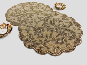 Handmade Beaded Placemat <b>Round</b> Table <b>Mat</b> Embroidered Floral Decorative <b>Mats</b> for Home Hotel Wedding Party - Product Image 1