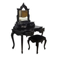 Tabouret de coiffeuse Rococo Commode de maquillage avec tiroirs Commode en bois avec miroir pour meubles de chambre classiques