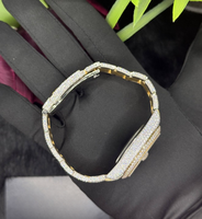 Reloj de Lujo con Cristal de Cuarzo y Moissanita VVS Helada de 40 mm, Estilo Antiguo y Ejecutivo, con Correa de Oro Amarillo de 20 mm |   Probador de Diamantes
