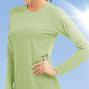 Camiseta de mujer con cuello personalizado, manga larga, poliéster y spandex, producto transpirable, camiseta clásica para mujer con calidad económica. - Product Image 2
