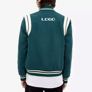 Veste de sport pour homme Econex, blanche et bleue, style varsity, avec patch brodé, col rabattu, coupe classique, coupe-vent, polyester/coton - Product Image 2