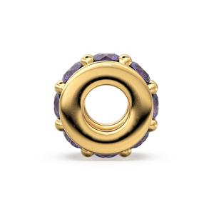 18K Solid Yellow Gold <b>Fine</b> <b>Ring</b> with 5mm Purple Amethyst Eternity Rondelle Wheel Bead - Product Image 4