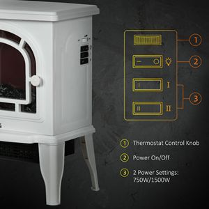 Chimenea Eléctrica Realista con Llama LED, Estufa Independiente con Temperatura Ajustable y Protección Contra Sobrecalentamiento - Product Image 4