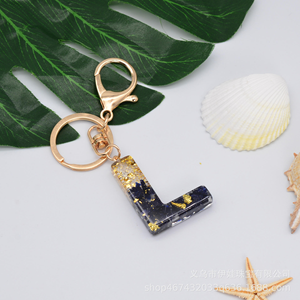 Women Girls' <b>Initial</b> Keychain Black Bag Keyring Sweet Charm Handcrafted Resin Technique Rechargeable High Quality Feng Shui - Product Image 6