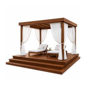 Gazebo de Madera de Teca de Lujo para Exteriores con Cortinas, Moderno, para Resort, Junto a la Piscina, Jardín, Villa, Hotel, Muebles Personalizados - Product Image 2