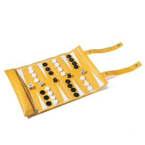 Eco-friendly Customized Pu Leather Game Figures Roll Up <b>Backgammon</b> Chess Checkers Set with Roll Bag Travel Game - Product Image 2