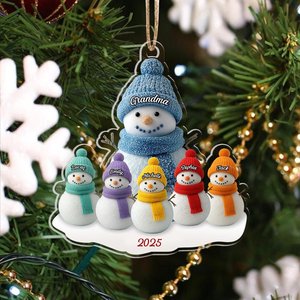 Ornement de Noël personnalisé en bois avec nom de famille, bonhomme de neige, souvenir de Noël - Product Image 4