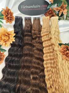 Extensions de cheveux Remy à bandes adhésives, cheveux vietnamiens vierges non traités, cuticules alignées, double trame machine, pointes pleines, non teintes, qualité supérieure - Product Image 2
