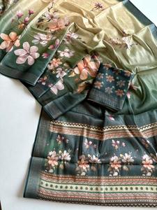 Sari de Seda Erode para Mujer con Borde Jacquard y Diseño Floral, Incluye Blusa, para Fiestas, Casual, Todas las Temporadas - Product Image 6