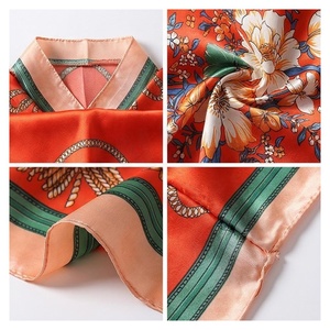 NORTH APPROACH Foulard carré en soie pour femme, imprimé floral, élégant, multifonctionnel, accessoire de mode toutes saisons - Product Image 4