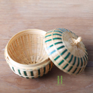 BEST SELLER Handmade Rattan Gift Box with Lid Natural Wicker <b>Storage</b> Box Vintage Decorative <b>Basket</b> Vietnam Factory Direct - Product Image 5