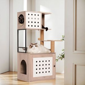Torre per Gatti da Interno Tutto in Uno con Lettiera, Amaca, Cuccia, Stazione Cibo e Tiragraffi - Perfetta per Gatti - Product Image 3