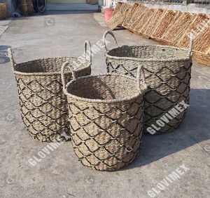 Panier de rangement rustique en jonc de mer professionnel, fait main, écologique, organisateur de cuisine multifonctionnel, service OEM ODM personnalisé - Product Image 5