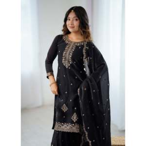 Designer Simple Fashion Party Wear <b>Top</b>-Bottom and Dupatta Set - Product Image 6