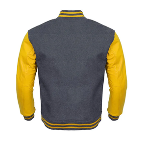 Blouson universitaire de baseball personnalisable pour homme, style bomber uni, avec lettres de collège, en toile enduite sur le devant - Product Image 5