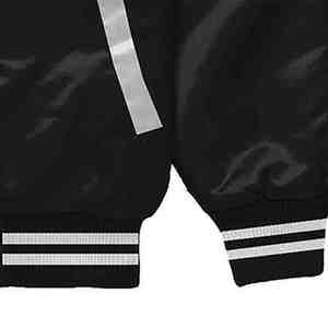 New Men's Black and White Color Blocking <b>Fleece</b> Varsity <b>Jacket</b> <b>with</b> Polyester <b>Lining</b> Stand Collar Windproof Regular Fit - Product Image 6