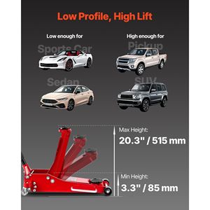 Martinetto idraulico da corsa in alluminio a basso profilo con pompa a sollevamento rapido e doppi pistoni, capacità 3 tonnellate (6614 libbre) - Product Image 3