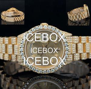 Montre en acier inoxydable VVS1 Moissanite Iced-Out avec cadran en verre, bracelet à fermoir, bicolore, style Hip Hop, résistante à l'eau 10 bars - Product Image 1