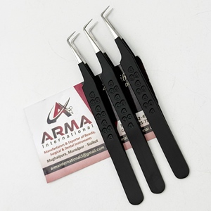 Matte Black 90 Degree Isolation Sustainable Eyelash Tweezer Pointed Tip Hand Tested Lash Extension Tweezers With Private Label - Product Image 3