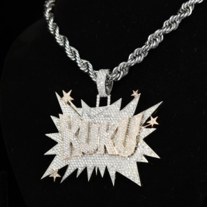 จี้รูปดาวประดับเพชรโมอิสซาไนต์ทรงกลมแบบ Iced Out เงินแท้ 925 ชุบโรเดียม สร้อยคอฮิปฮอปแบบ Bling สำหรับผู้ชาย จี้แบบ Micro Pave - Product Image 5