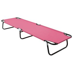Tumbona Plegable Grande de Acero con Recubrimiento en Polvo Rosa - Product Image 1