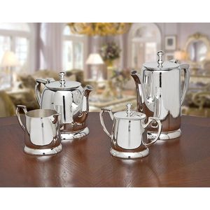 Decorative coffee pot luxury lifestyle decor polished chrome <b>tea</b> <b>set</b> black handle <b>tea</b> kettle premium dining collection chic - Product Image 3