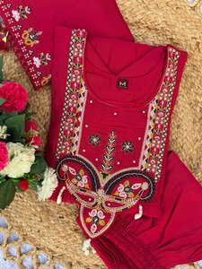 Conjunto de Vestido Anarkali de Seda Romana Bordado de Diseñador para Mujer |   Colección Premium Boutique |   Fabricante de Ropa OEM - Product Image 4