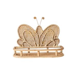 Étagère murale en rotin papillon mignonne pour chambre d'enfant, étagère flottante en cannage, rangement pour jouets, présentoir mural - Product Image 3