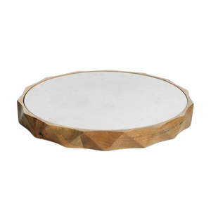 Elegante bandeja redonda de madera decorativa con 1 taza ecológica para decoración del hogar, para vajilla, para regalo. - Product Image 3