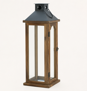 Premium Wooden Candle <b>Lantern</b> with Iron Top Vintage Decorative Hanging <b>Hurricane</b> <b>Lantern</b> for Home Garden Wedding Decor - Product Image 1