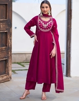 Ensemble Salwar Kameez en soie traditionnel pour femmes KV, tenue de soirée, sans plis, réversible, kurta, pantalon, dupatta